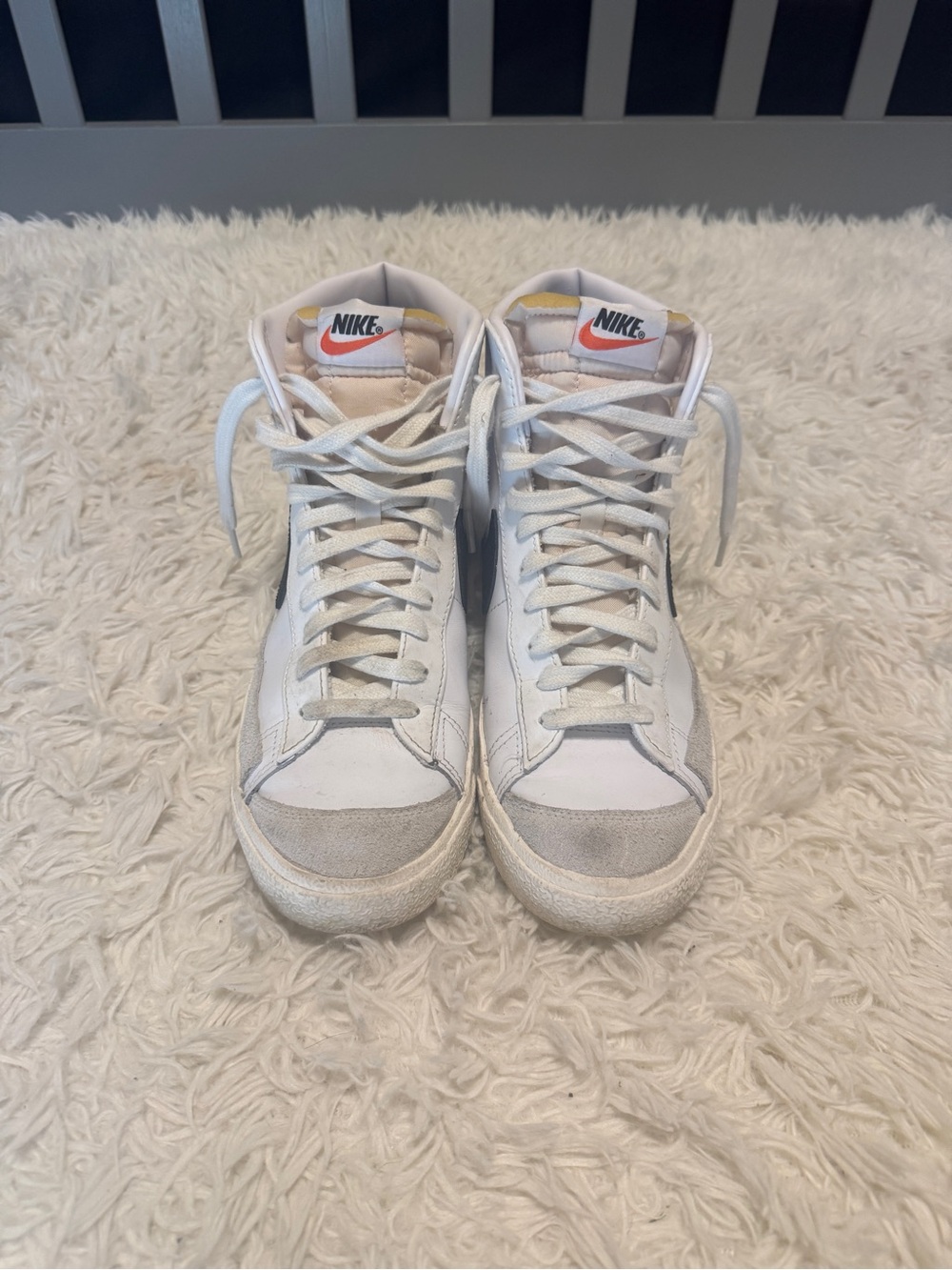 Nike White High-Top Sneakers with Light Grey Accents